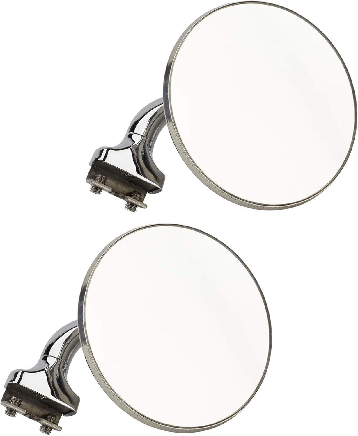 2 Pack Chrome Pair 4" Peep Mirrors Clamp On Driver & Passenger Side 1/8 In Door