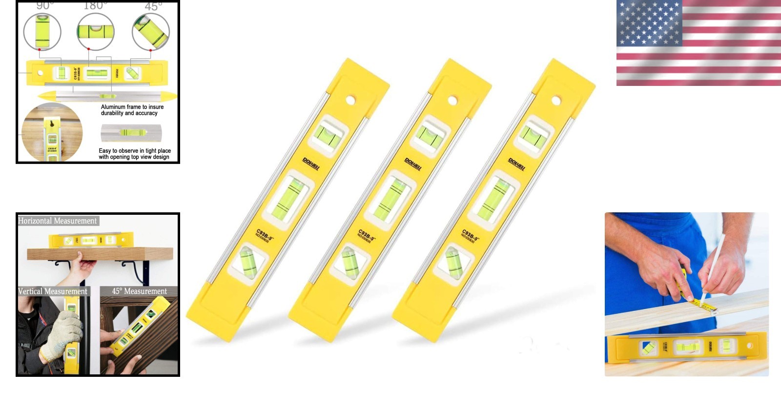 Compact 9-Inch Magnetic Level - 3PCS Easy Carry Torpedo Level for Precision Work