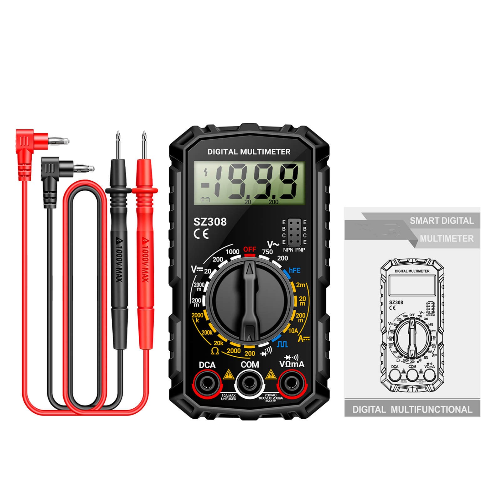 LCD Digital Multimeter with Buzzer for Continuity AC DC Voltage Current Testing