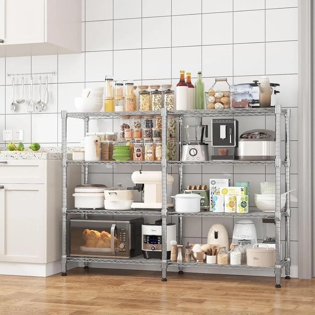 4/5Tier Metal Shelf 1600LBS Capacity Load Large Storage Metal Shelves for Garage