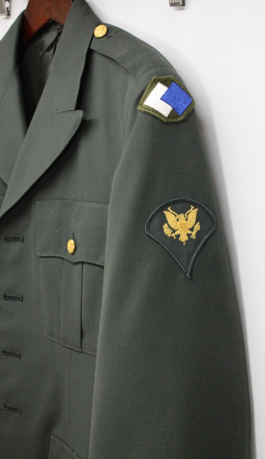 VTG US ARMY DRESS GREEN SUIT WOOL JACKET & PANTS JACKET 37 L / PANTS 36X29