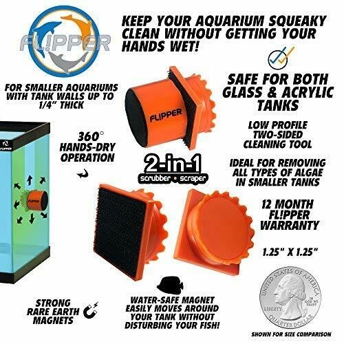 FL!PPER Flipper Pico 2 in 1 Magnetic Scrubber Scraper Aquarium Fish Tank Clea...
