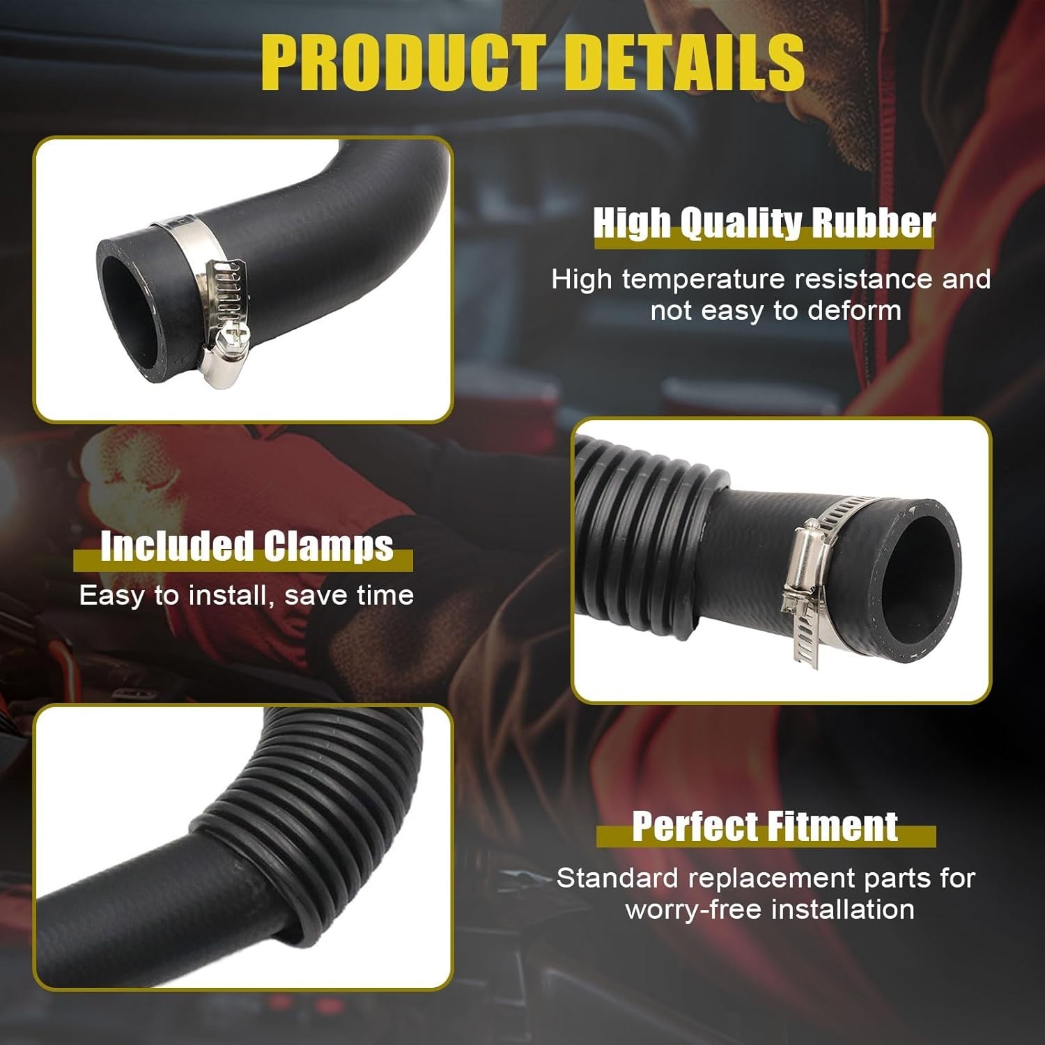 Upper and Lower Radiator Coolant Hose for Chevrolet Engine Cooling Black PC
