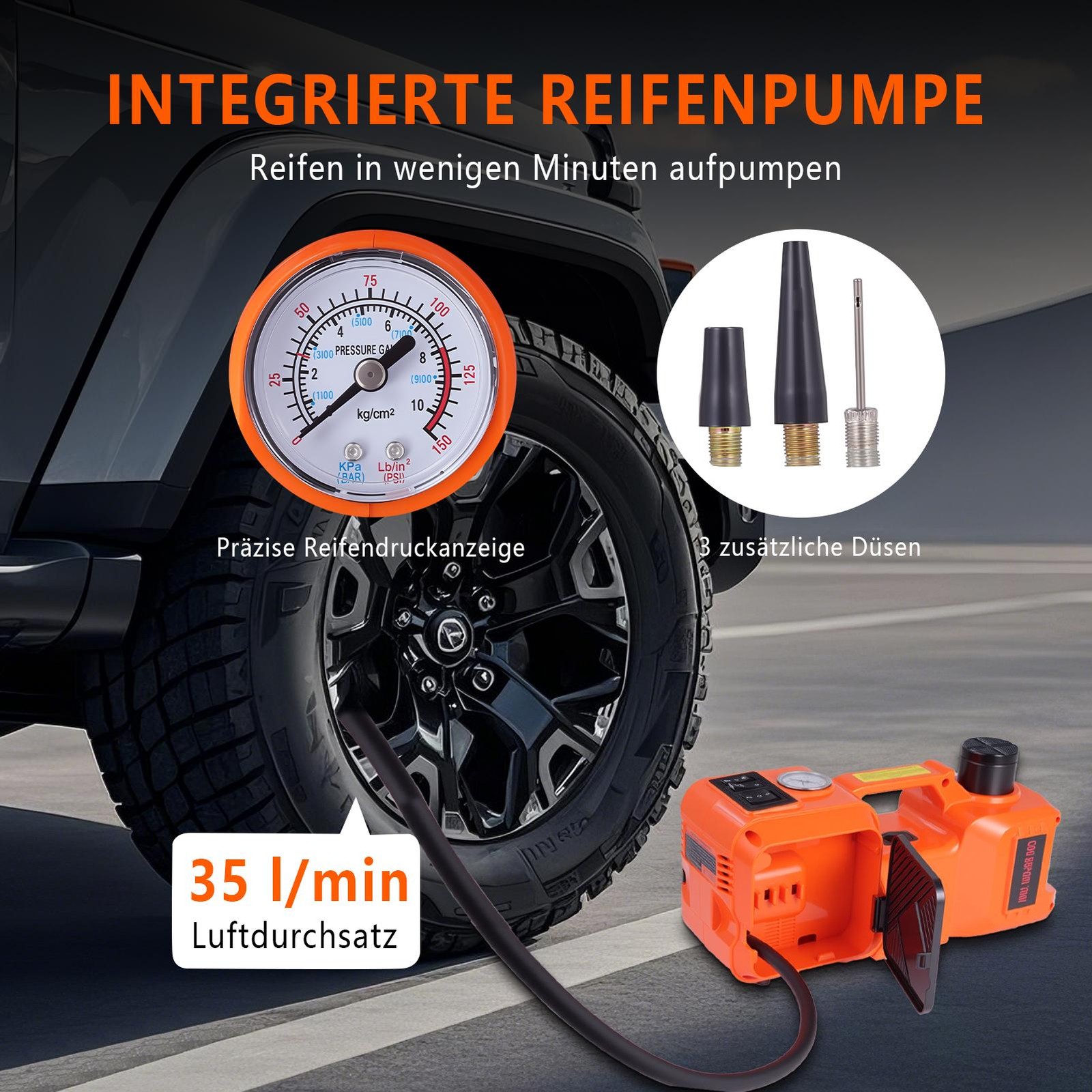 5 Ton 12V Electric Hydraulic Jack Electric Vehicle Jack With Tire Inflator