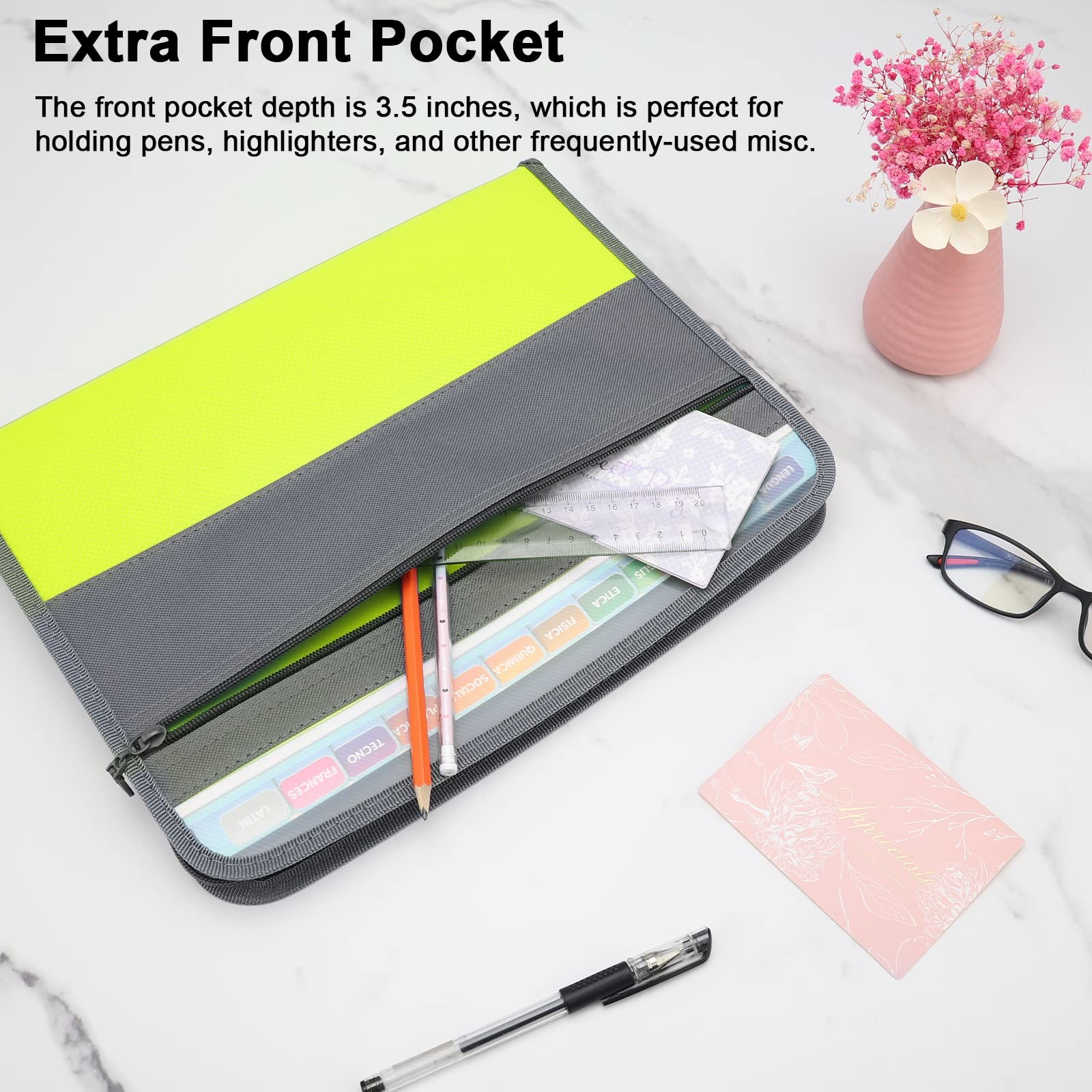 Expanding File Folder, 13 Pockets Document Organizer with Zipper, A4 Letter S...