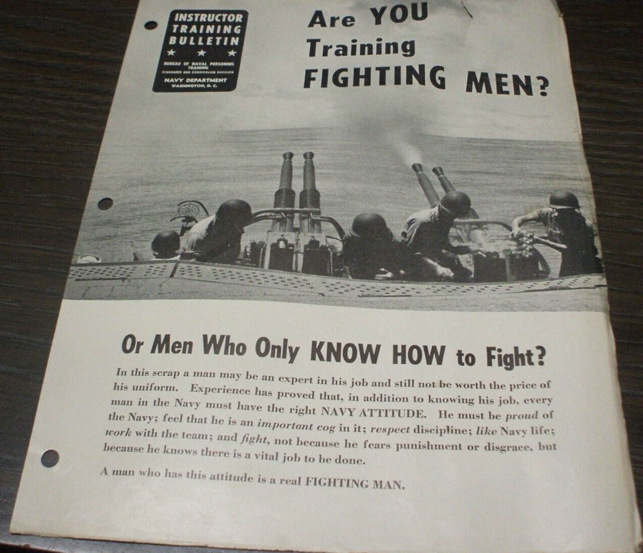 40s? ARE YOU TRAINING FIGHTING MEN? Navy Instructor Training Bulletin Brochure