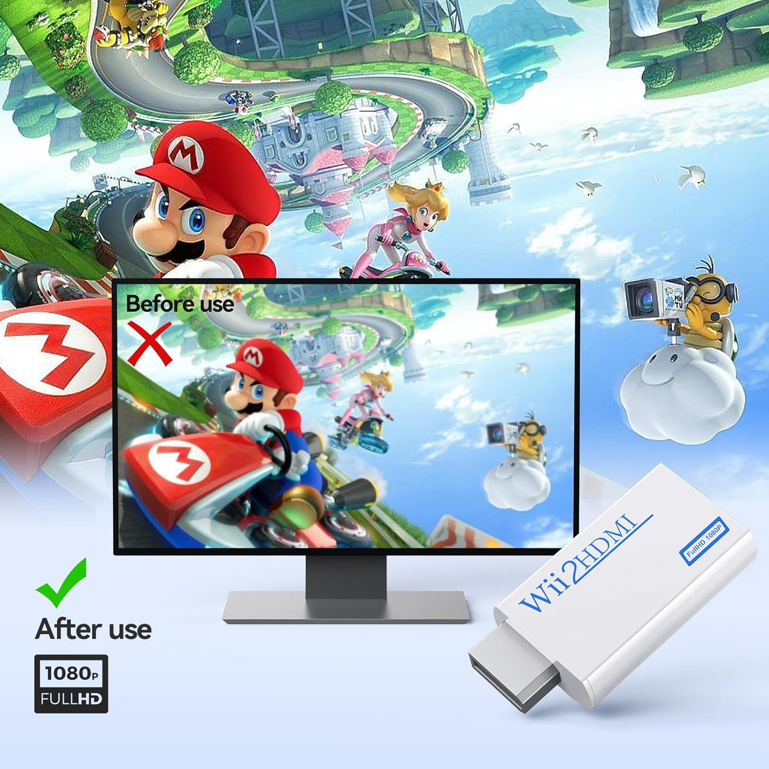 GANA Wii to Hdmi Converter, Wii to Hdmi Adapter, 1080P 720P Connector Output