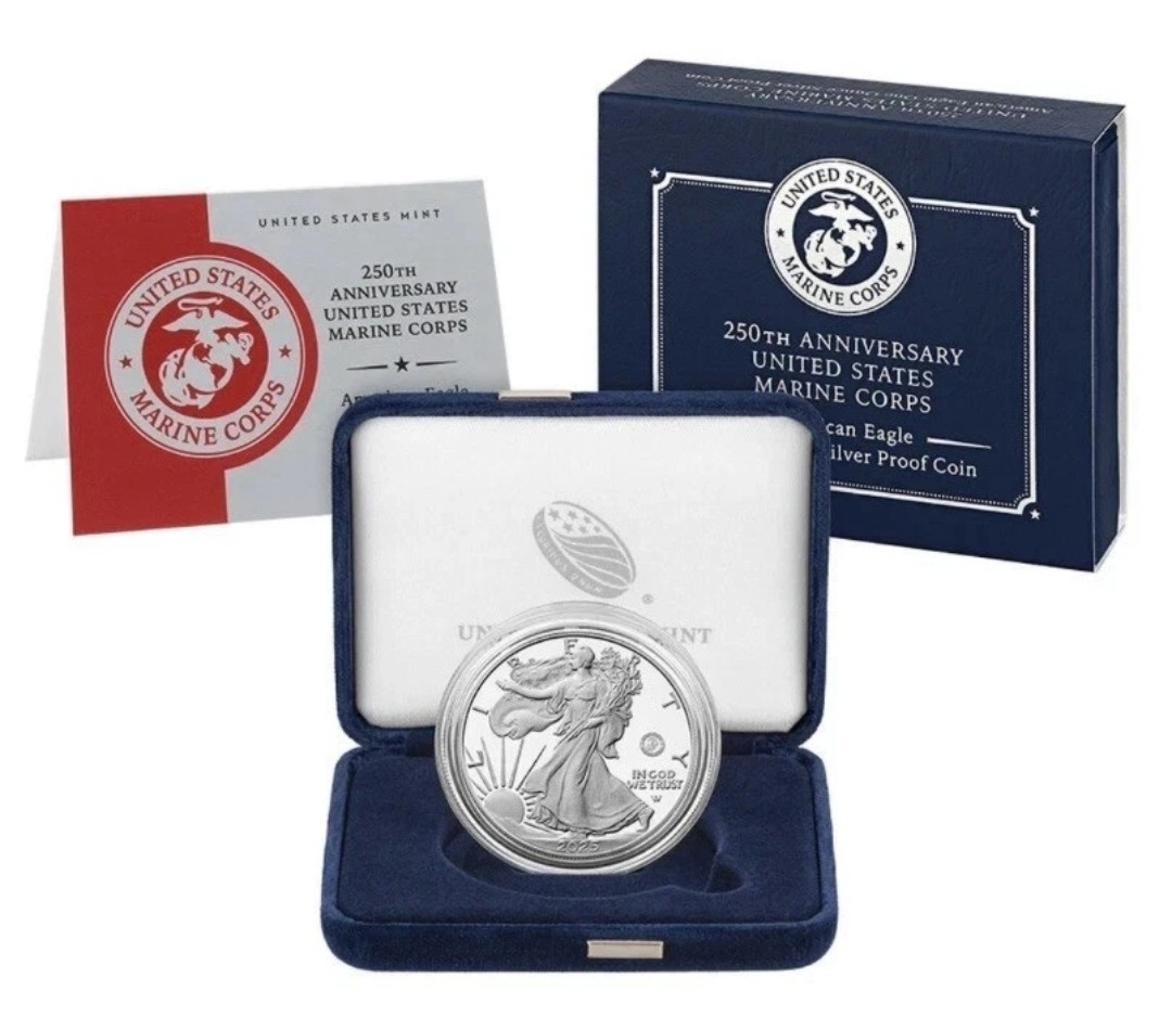 NEW 2025 Silver Eagle 250th Anniversary US MARINE CORPS Proof W/PRIVY IN HAND