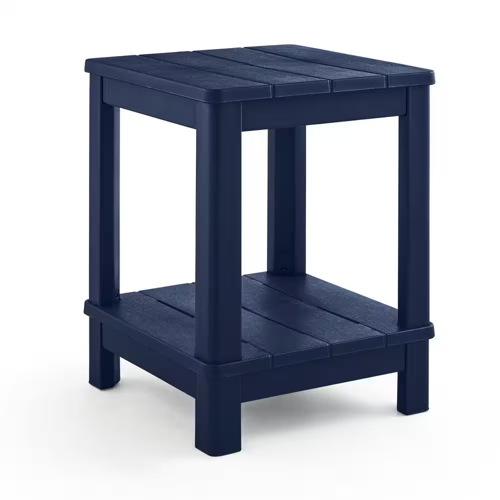 Deluxe 20 In. Resin Midnight Square Patio Side Table with Storage