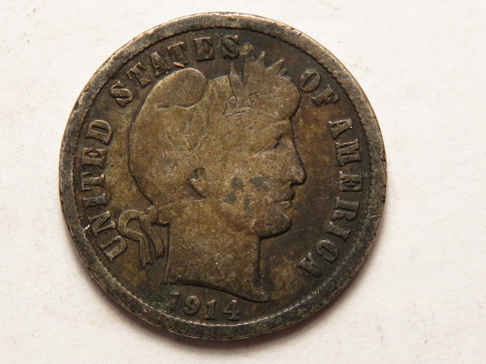 1914-D Barber Dime Grading Fine