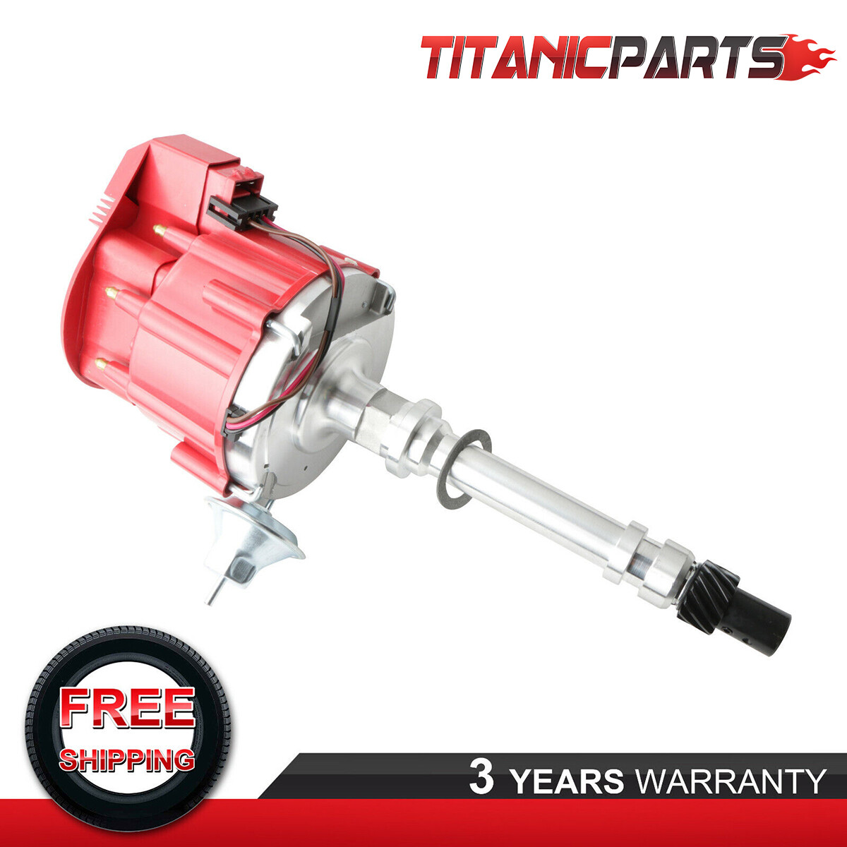 Red Cap Distributor For Chevy SBC 305 350 400 Small Block 1035001 HEI Super Coil