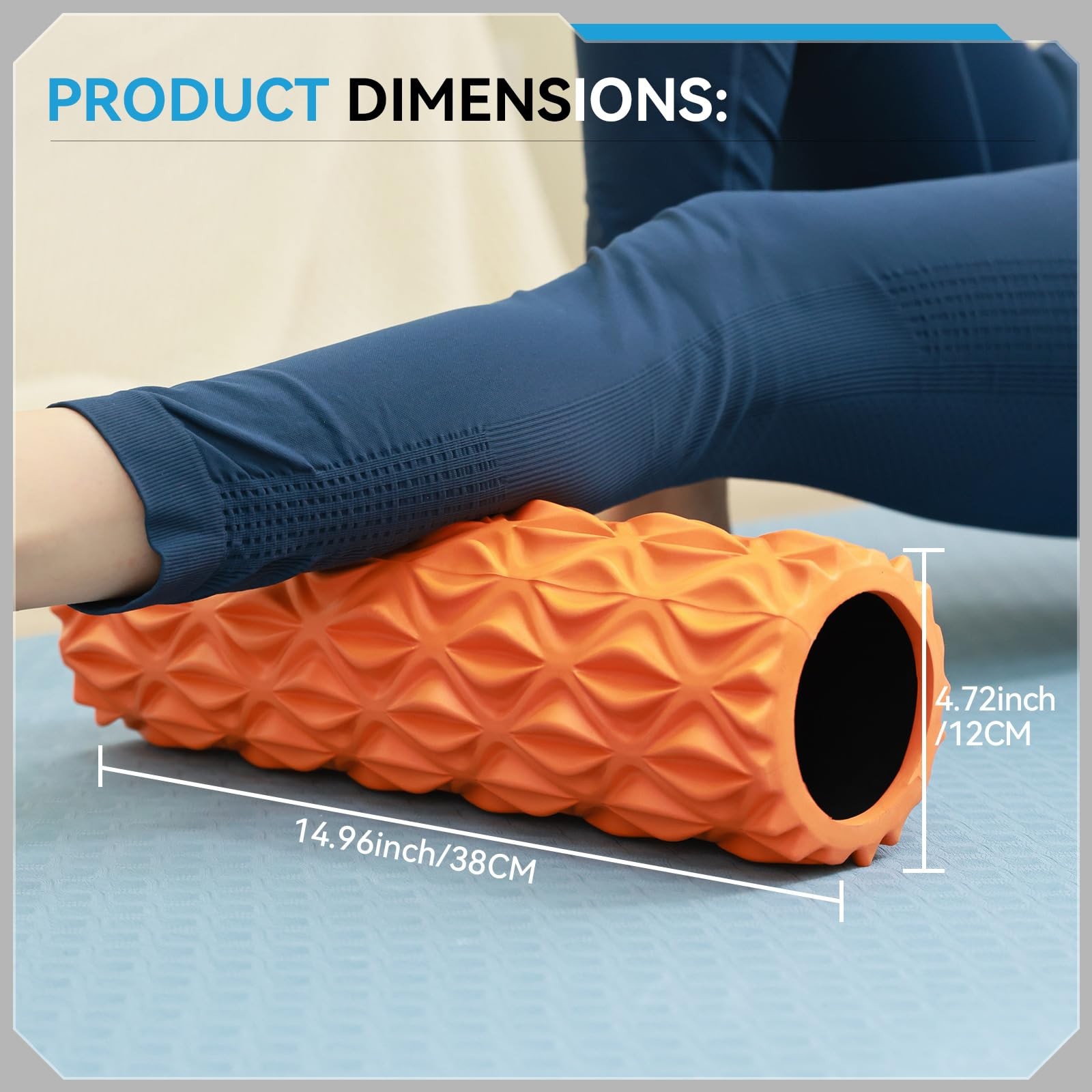 Foam Roller, 15 inch High Density Massage Roller for Exercise