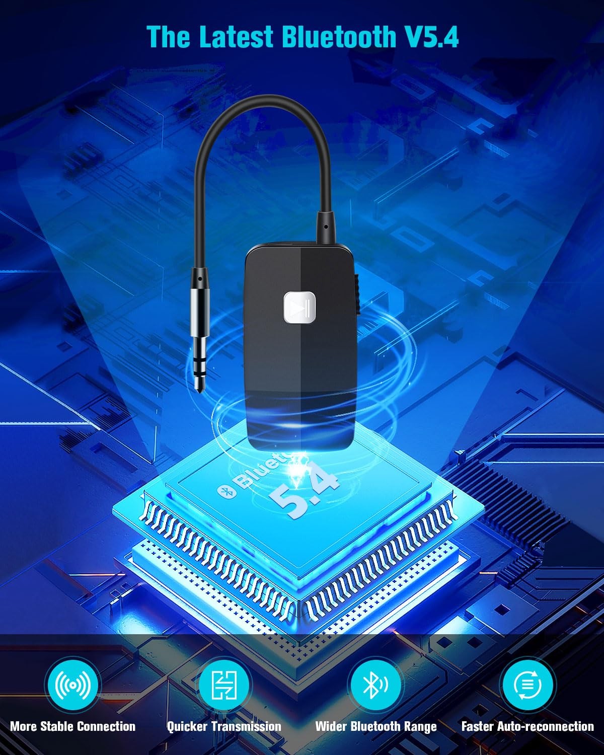 Upgraded Bluetooth 5.4 Receiver for Speaker, Wireless Audio Adapter for Home ...