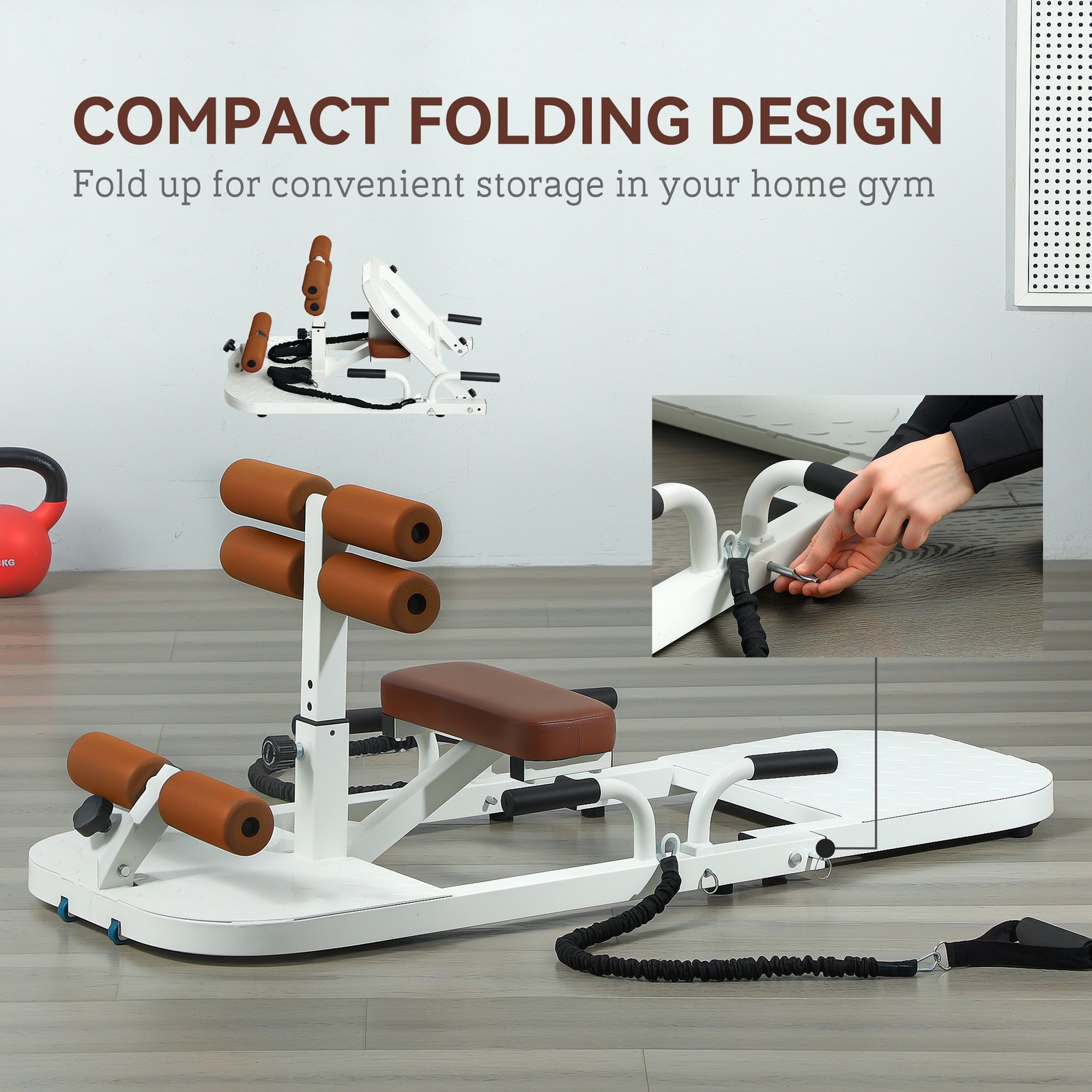 Soozier Sissy Squat Machine Hip Thrust Machine with Push Up Stand, White