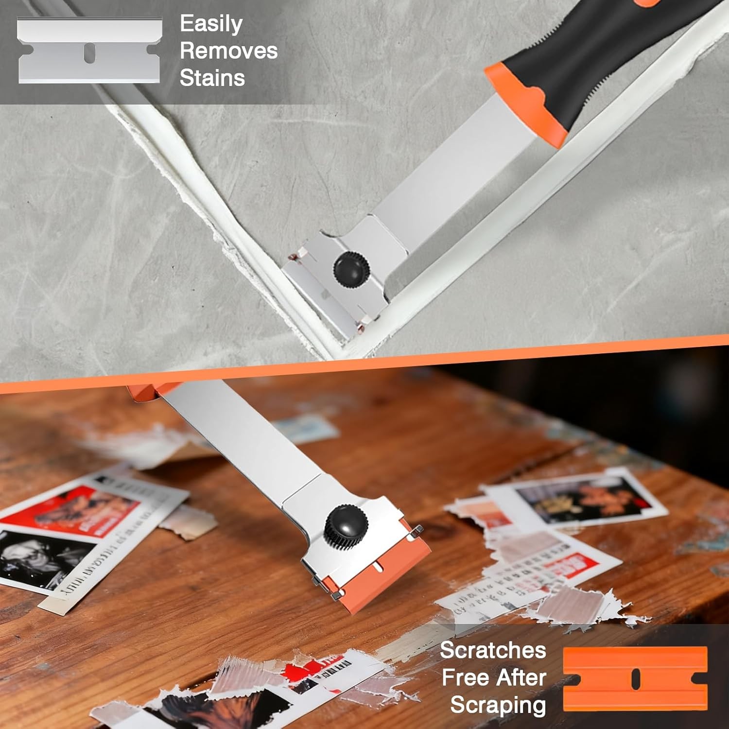 2 Pack Razor Blade Scraper Tool with 20 Metal & 20 Plastic Razor Blades,