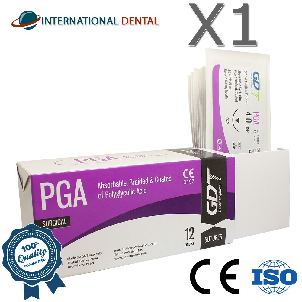 Dental 4-0 GDT Braided Sutures 75cm Coated PGA Abs0rbabl Violet 12Pcs/Box