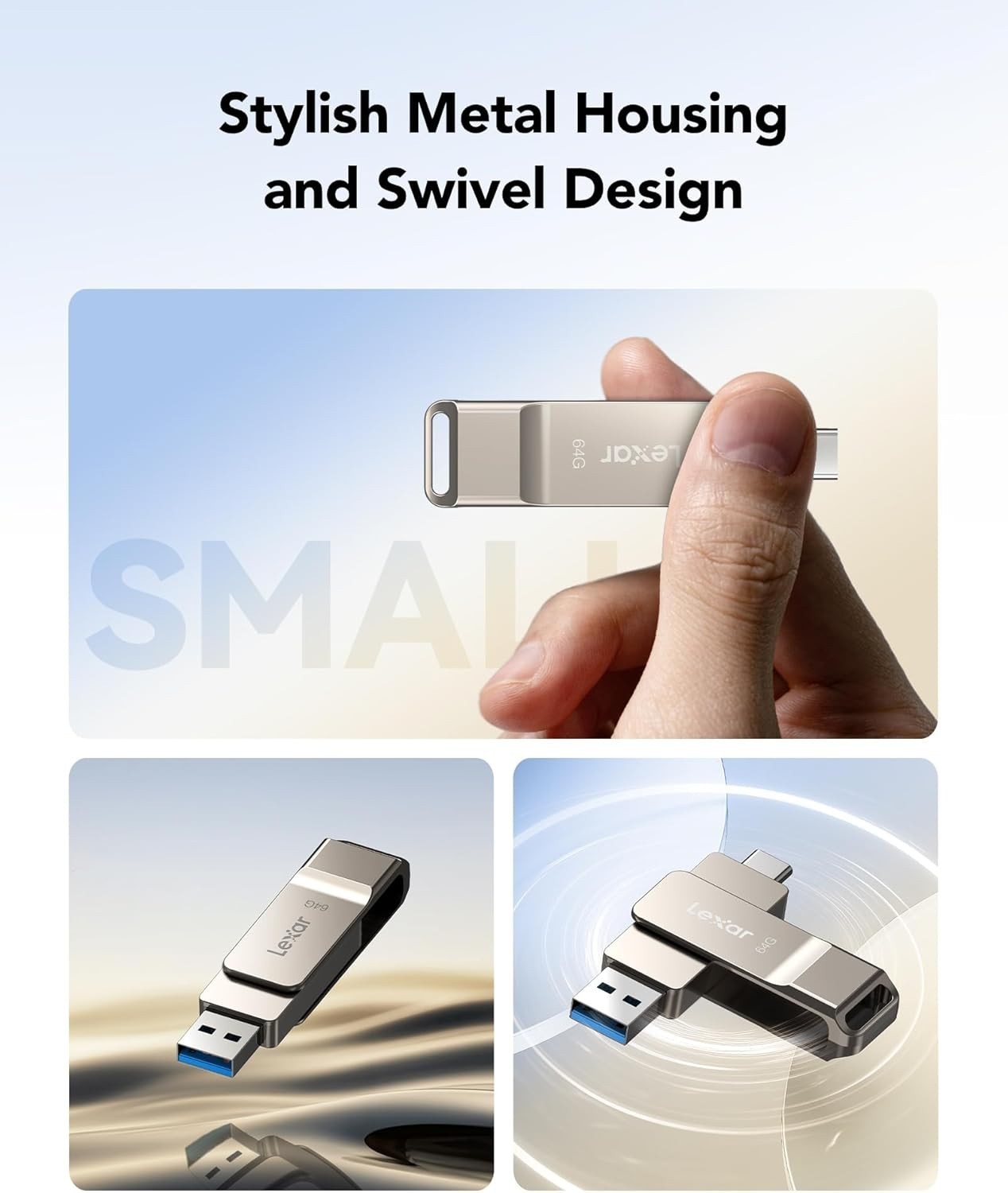 D40E 64GB Metal USB Jump Drive - Durable, Portable & Secure with AES-Cryption
