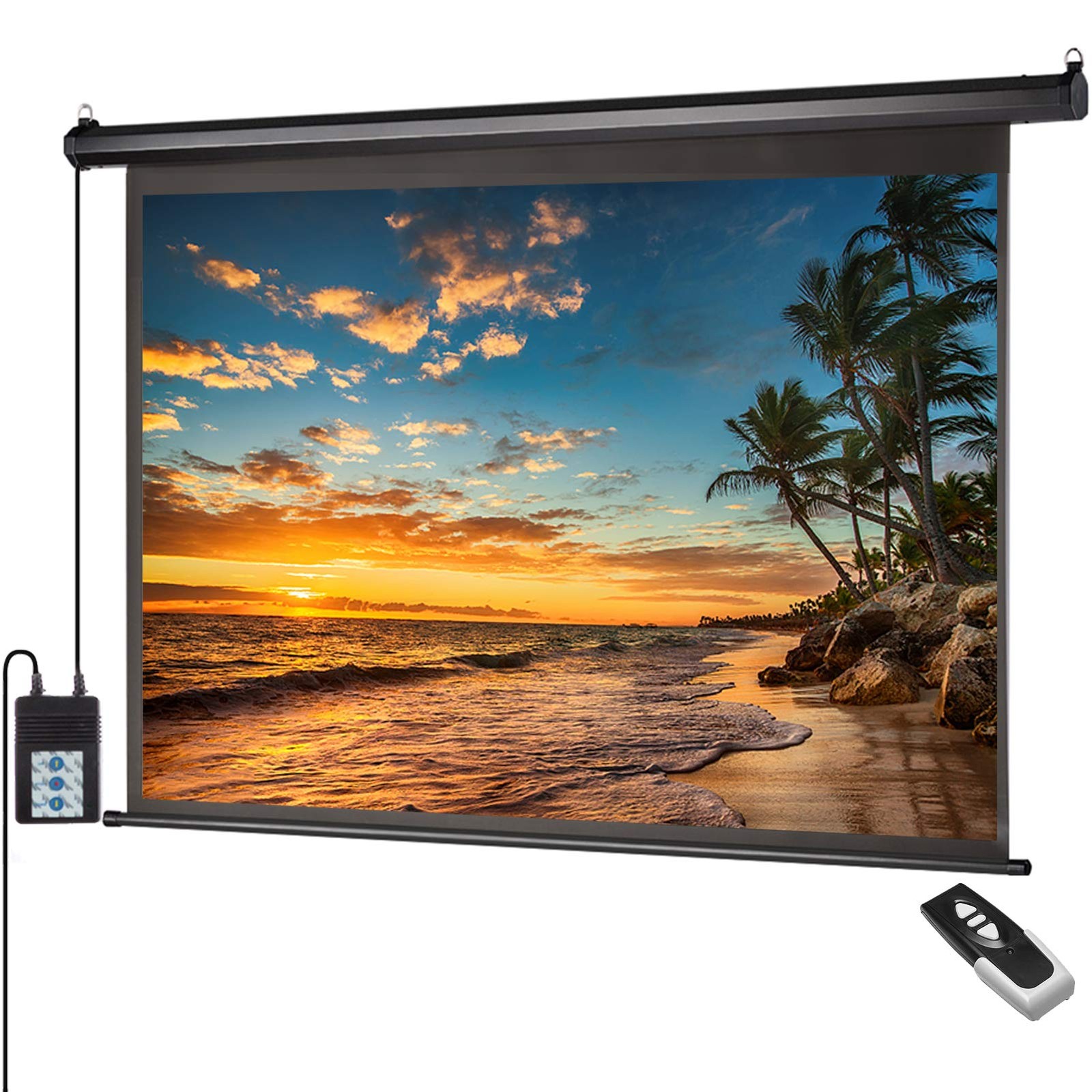 Motorized Projector Screen with Remote Control, 100 inch 16:9 HD Diagonal