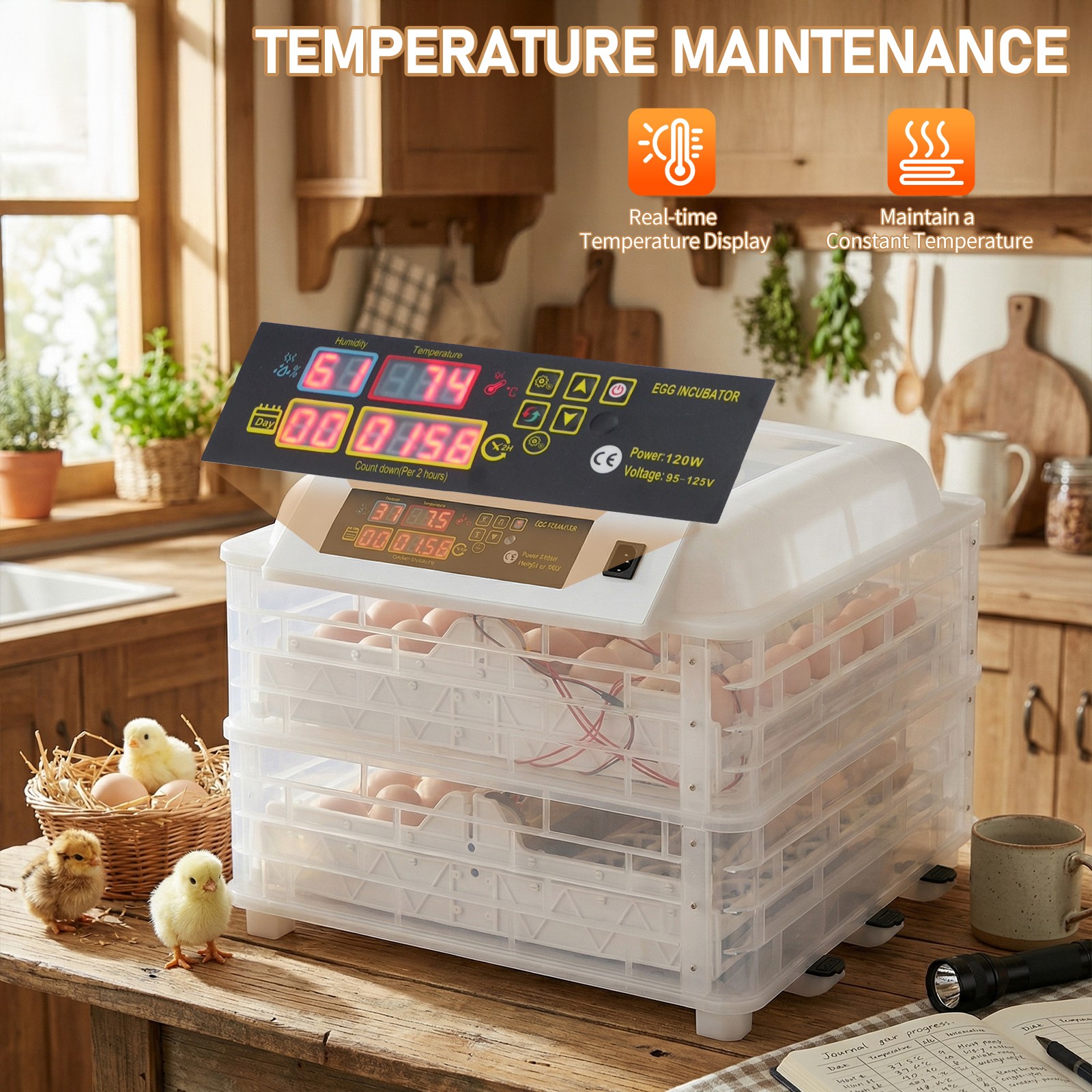 New 112 Eggs Incubators for Hatching Eggs Automatic Turning Temperature Control