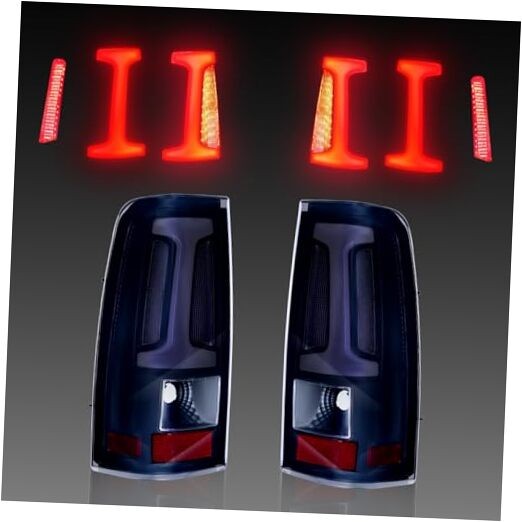 LED Tail Light Assembly Compatible with Smoked Lens Chrome Housing White Light