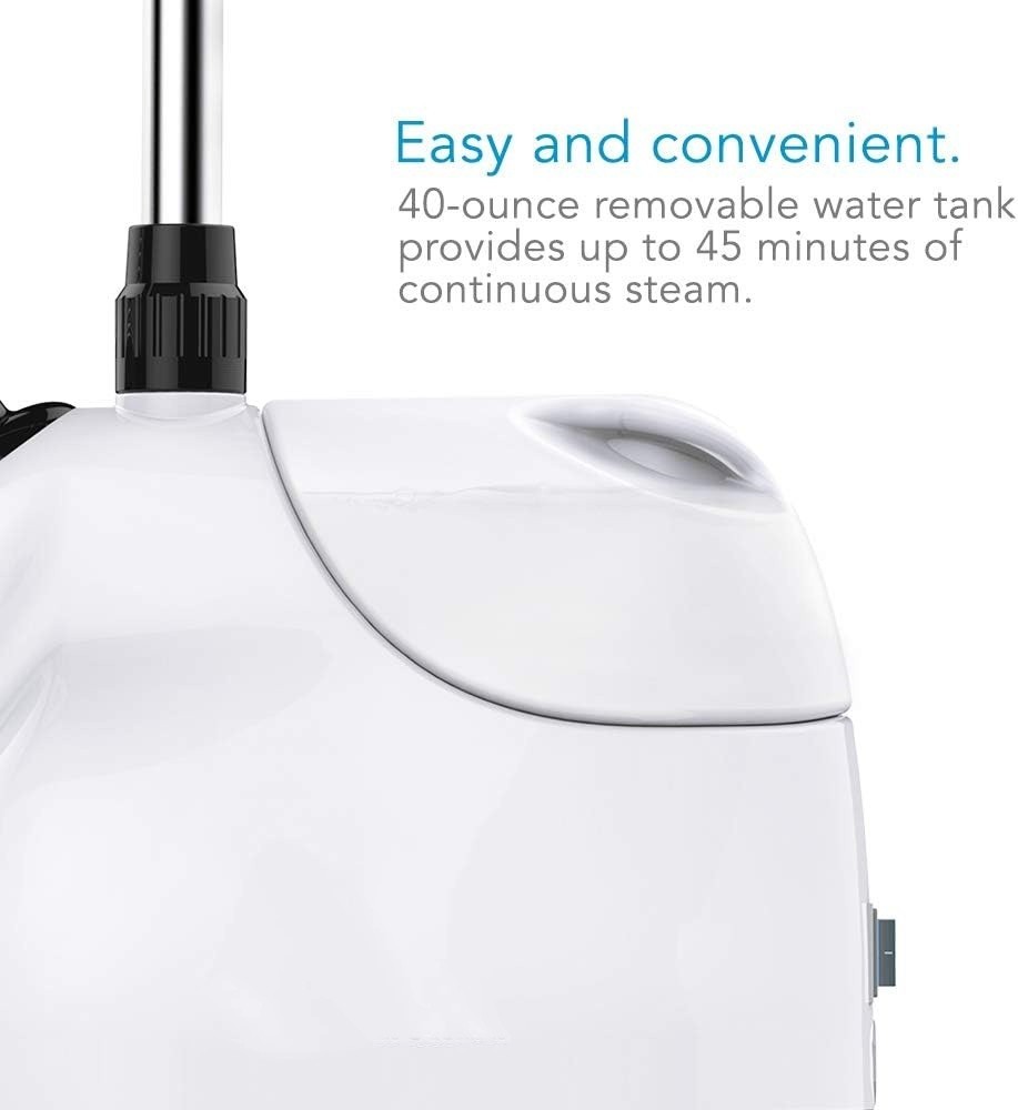 Vaporizador de telas con depósito de agua de 1,2 litros, sin químicos, blanco US