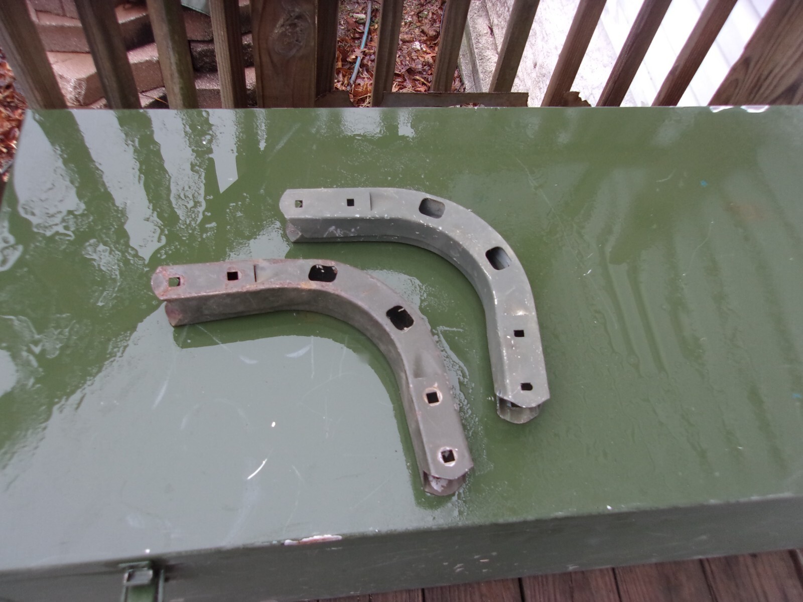 2...MILITARY SURPLUS M101  TRAILER BOW CORNERS  US ARMY-NO UPRIGHTS OR BOWS-BENT