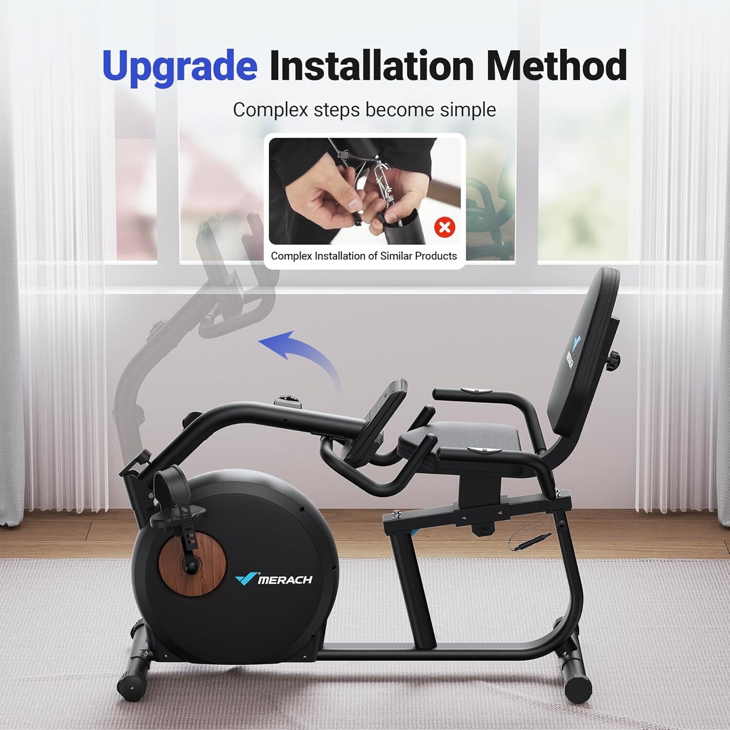 New MERACH S23 Recumbent Exercise Bike Indoor Magnetic Stationary Bike Bluetooth