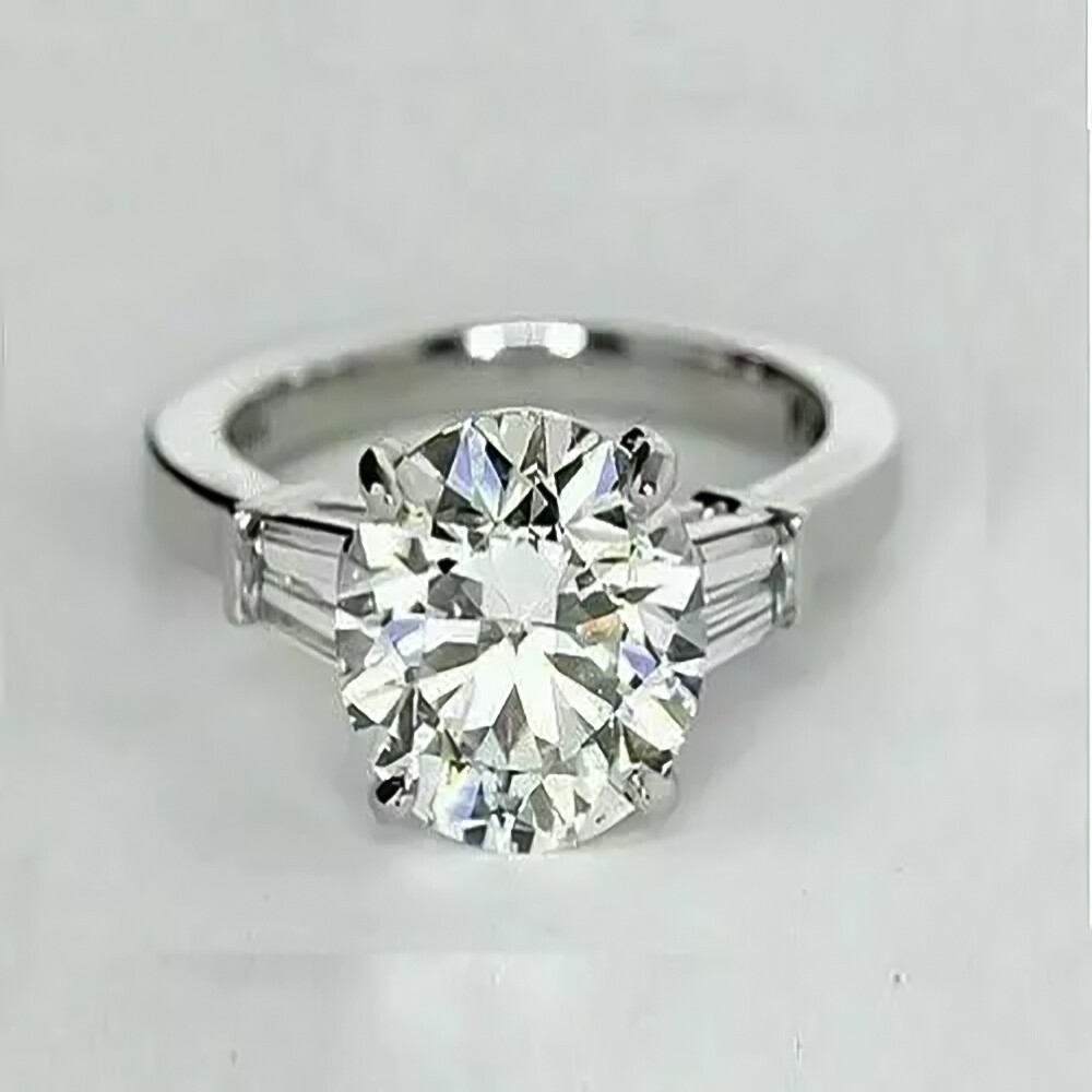 Natural Certified F VS1 3.50 Ct Round White Diamond Ring 925 Silver