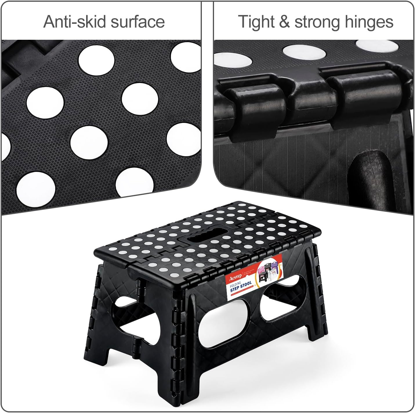 ACSTEP Folding Step Stool,15-Inch Extra Wide 9Inch Height Heavy Duty Stepping St