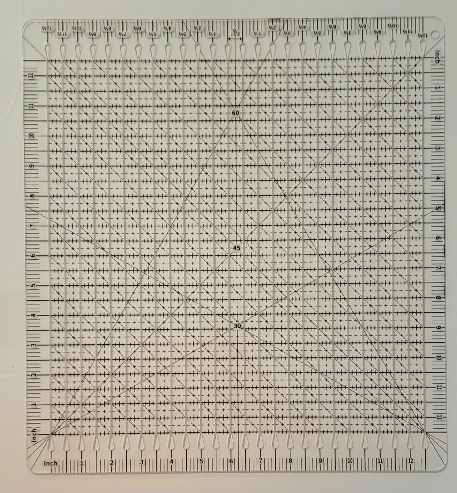 Quilting Ruler Slotted Strip Cutting 12.5" × 12.5" Template Clear Acrylic