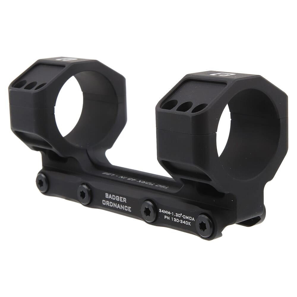 Badger Ordnance C.O.M.M. MAX 34mm 0MOA Scope Mount, Black (130-340KB)