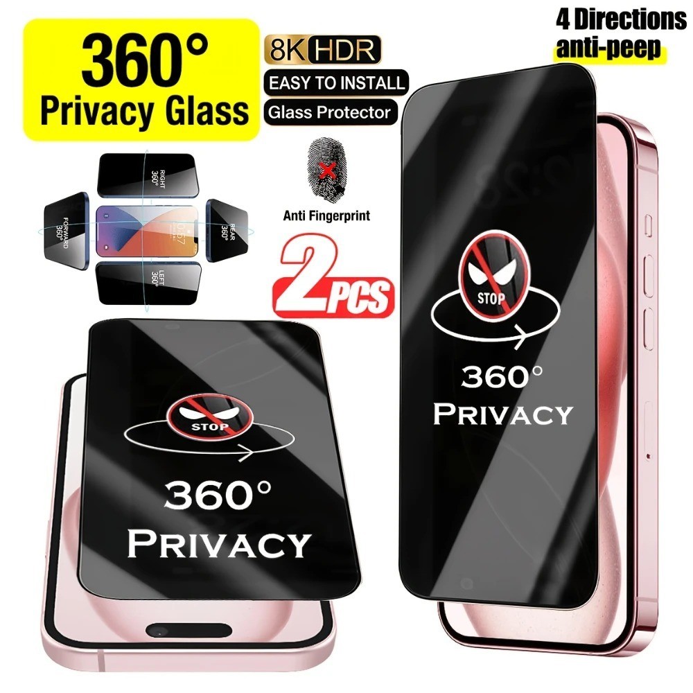 2PCS All Round Privacy Screen Protector 4 Way Anti Peep For iPhone 11 12 13-17