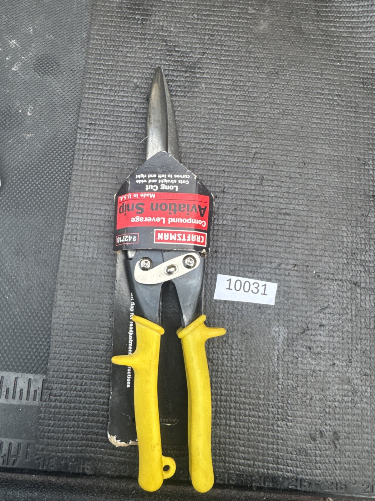 Sears Craftsman USA Nos Extra Long Cut Aviation Snip 42718 Yellow Straight Tin