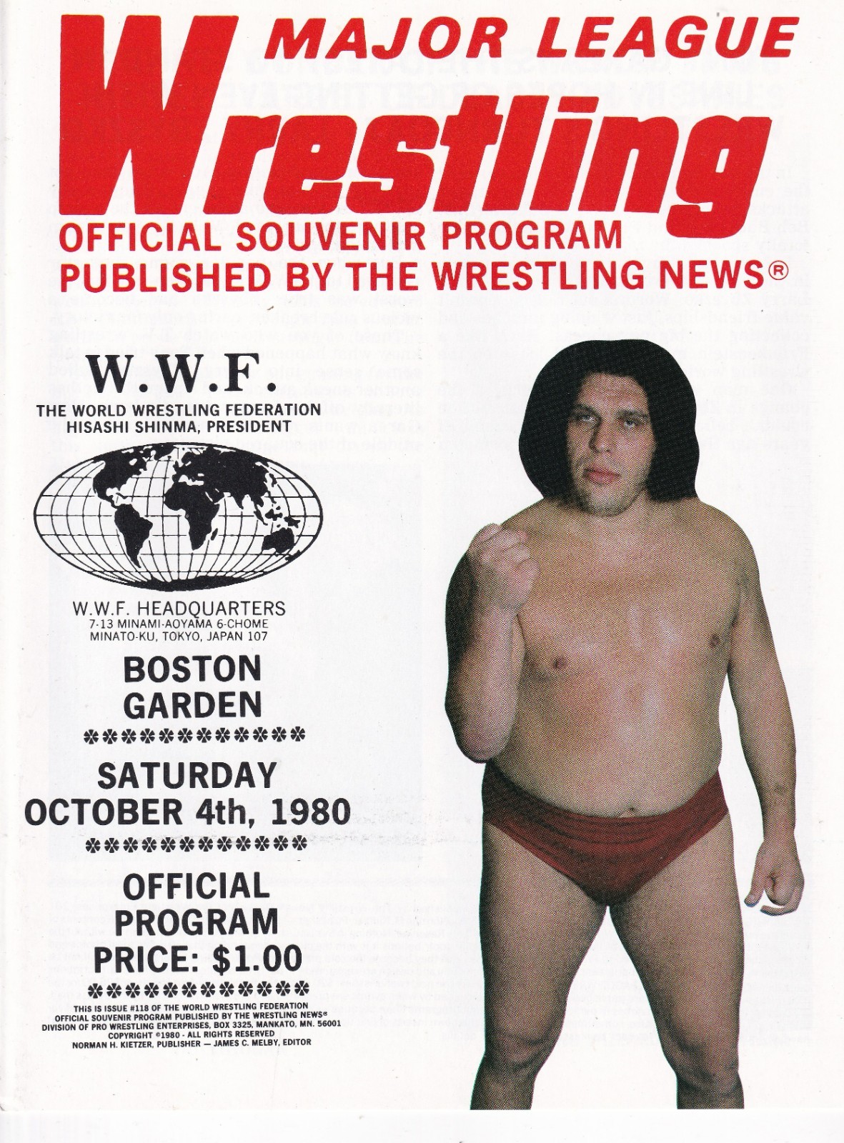 ML Wrestling 1980 at Boston Garden Andre The Giant vs Hulk Hogan - Mint!