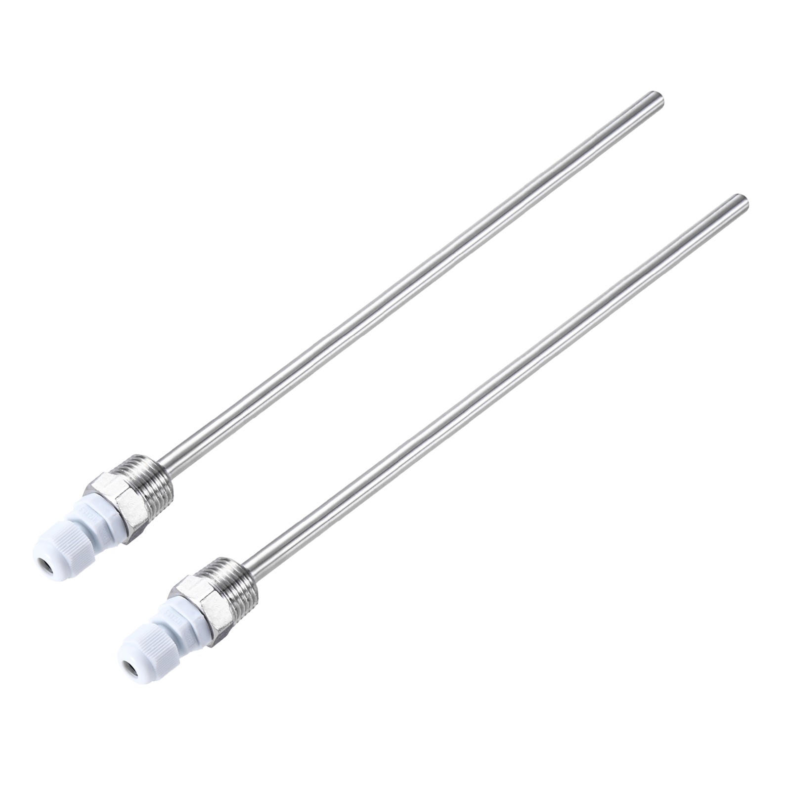 2 Pcs 8mm Dia G1/2 Thermowell Weldless Stainless Steel 304 300mm White