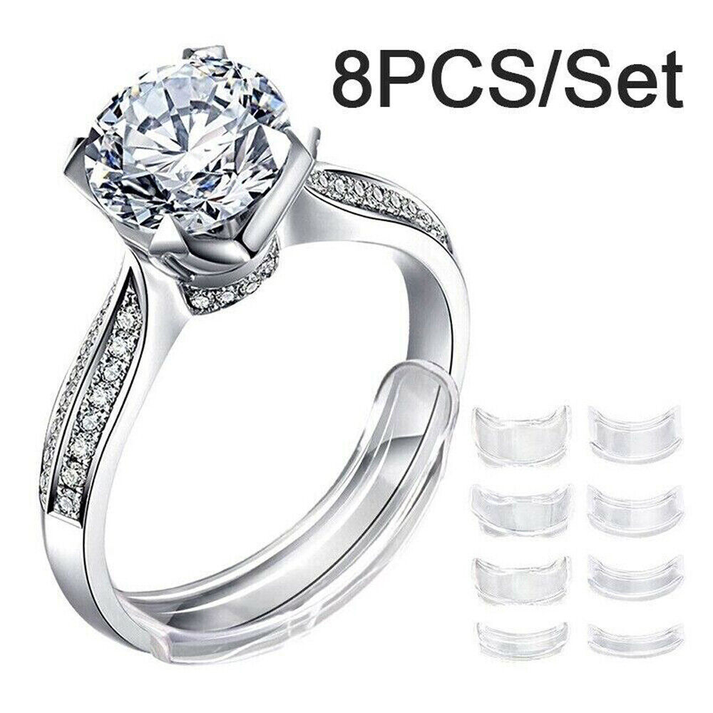 8Pcs Ring Size Adjuster Invisible Clear Ring Sizer Jewelry Fit Reducer Guard US