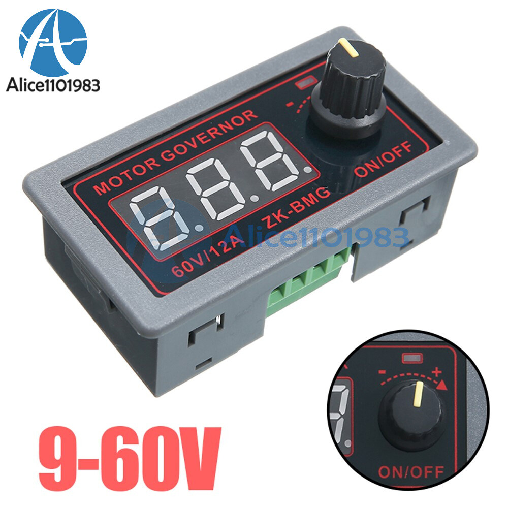 9-60V PWM DC Motor Speed Governor Controller Switch BMG Digital Display 12A 500W