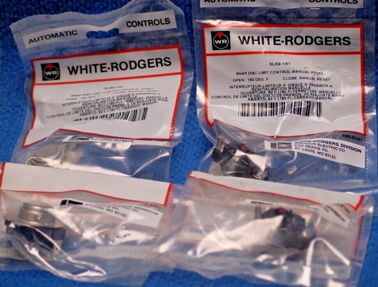 White Rogers 3L02-181 Limit Control, Cut-In Manual Reset, Cut-Out 180 F Qty-(4)