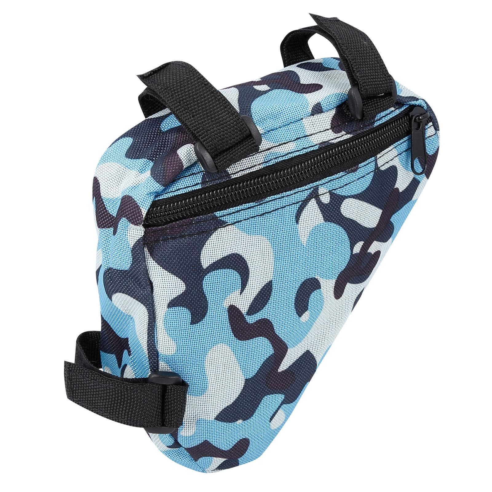 16x14x4cm Bike Saddlebag Bicycle Frame Bag Storage Bag Camouflage Blue