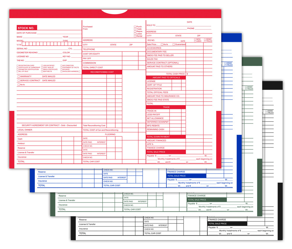 PRINTED COLOR TOP DEAL ENVELOPES DEAL JACKETS CAR DEALER 4 COLORS 500 PER PACK