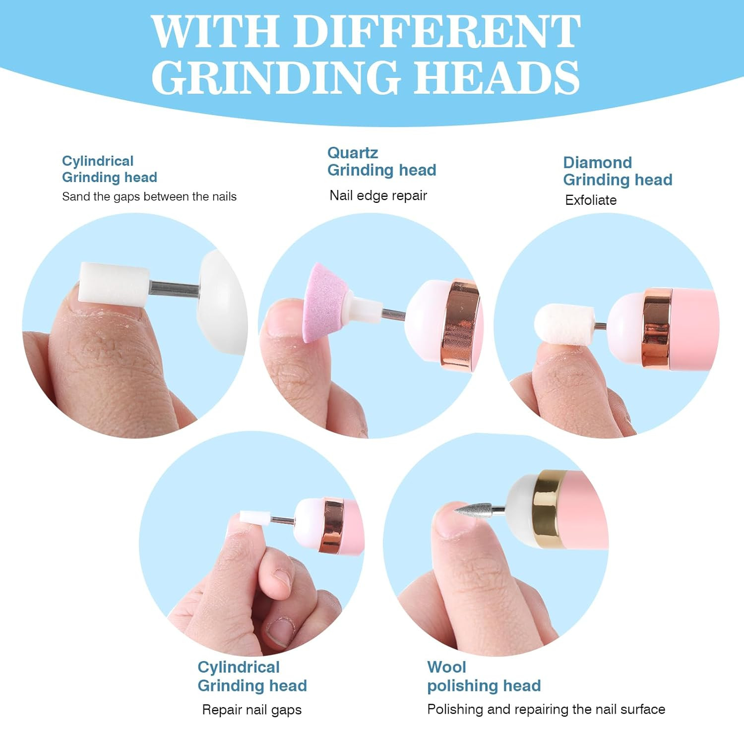 Nail Drill Bits Replacements Compatible with Flawless,10Pcs Professional Nail Dr
