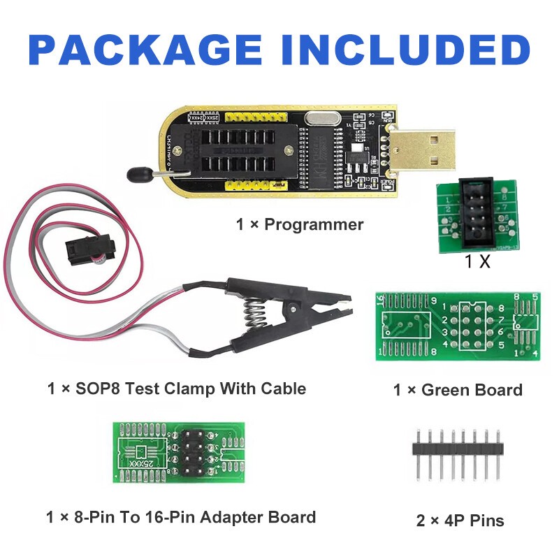 CH341A 24 25 Series EEPROM Flash BIOS USB Programmer Module + SOP8 Clip