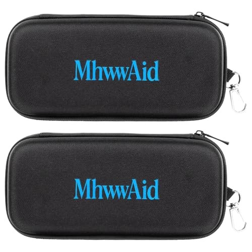 Double Eyeglasses Case with Clip Hard Shell & Zipper Closure, L Size 2 Black