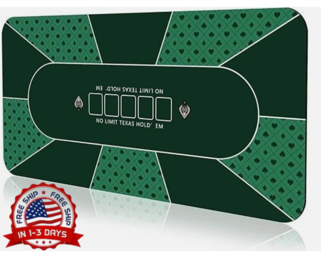 Poker Mat 70x35 Inch 8 Players Texas Holdem Table Top Foldable Casino Game Mat