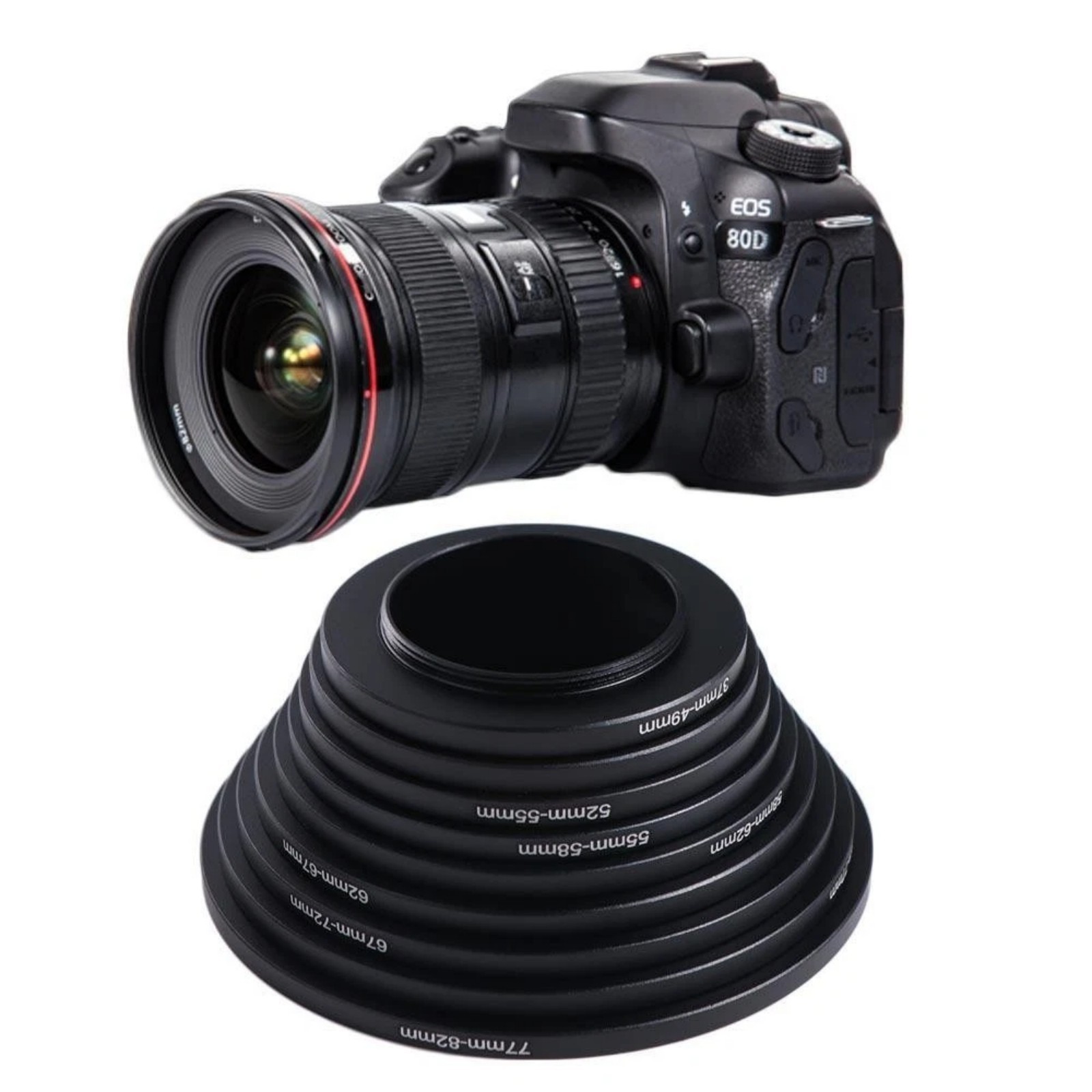 18Pc 37- 82mm Step Up Down DSLR Camera Lens Filter Adapter Ring Mount Basket Kit