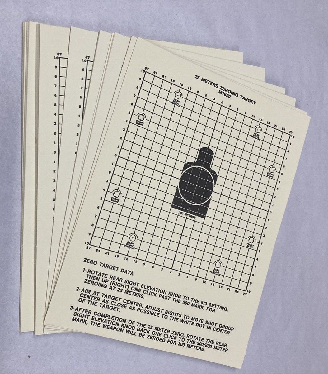 25 Meter Zeroing Target USGI ORIGINAL PACK OF 50
