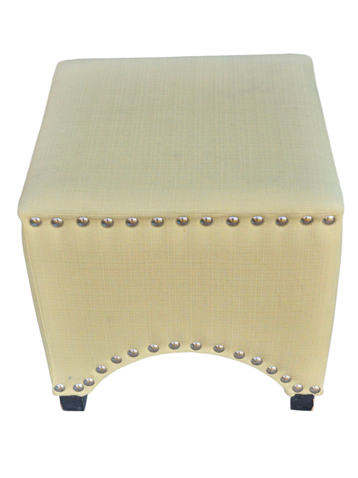 Vintage Yellow Fabric Upholstered Ottoman Stool