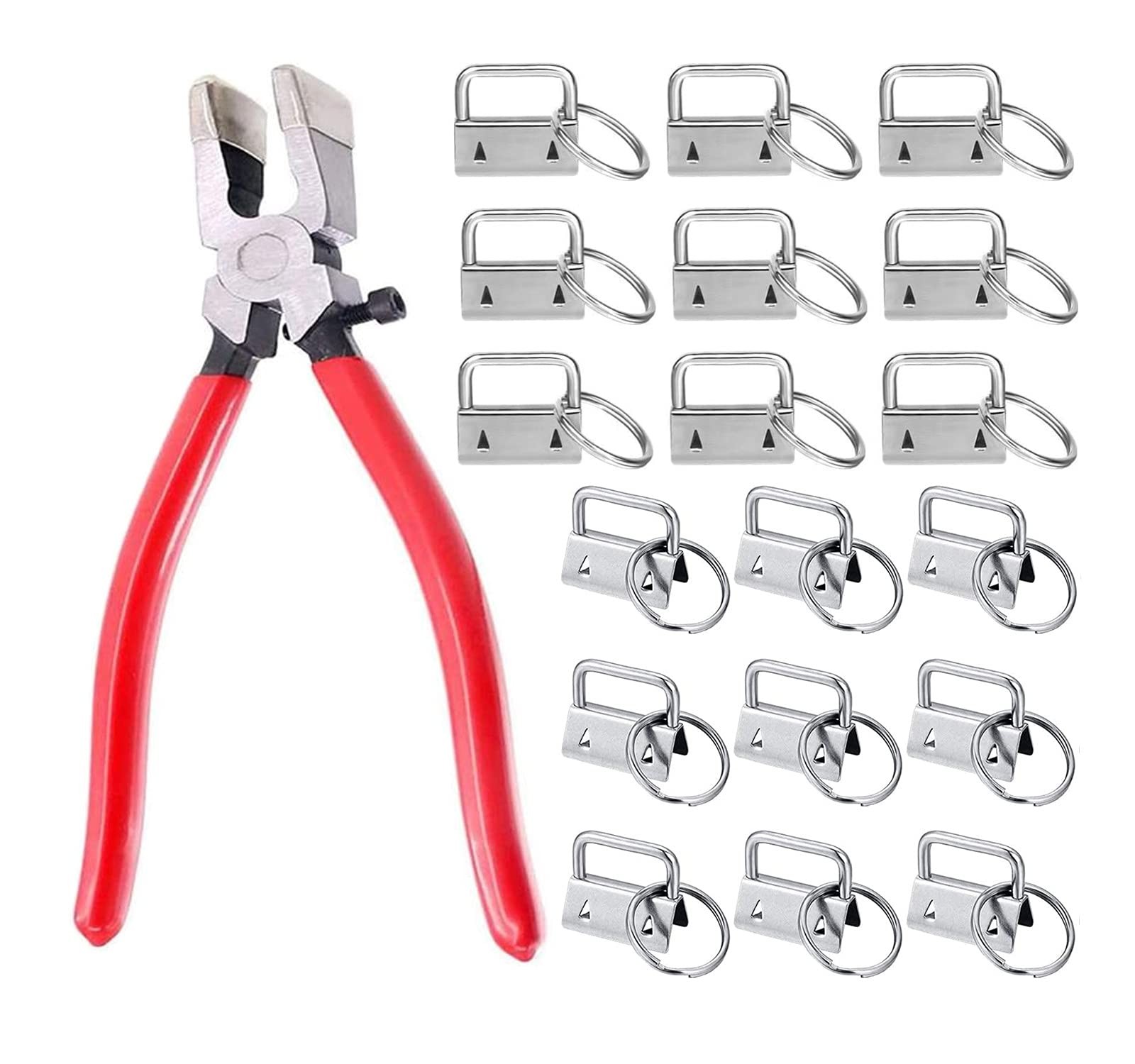 60Sets 1" Key Fob Hardware with 1Pcs Key Fob Pliers, Glass Running Pliers Too...