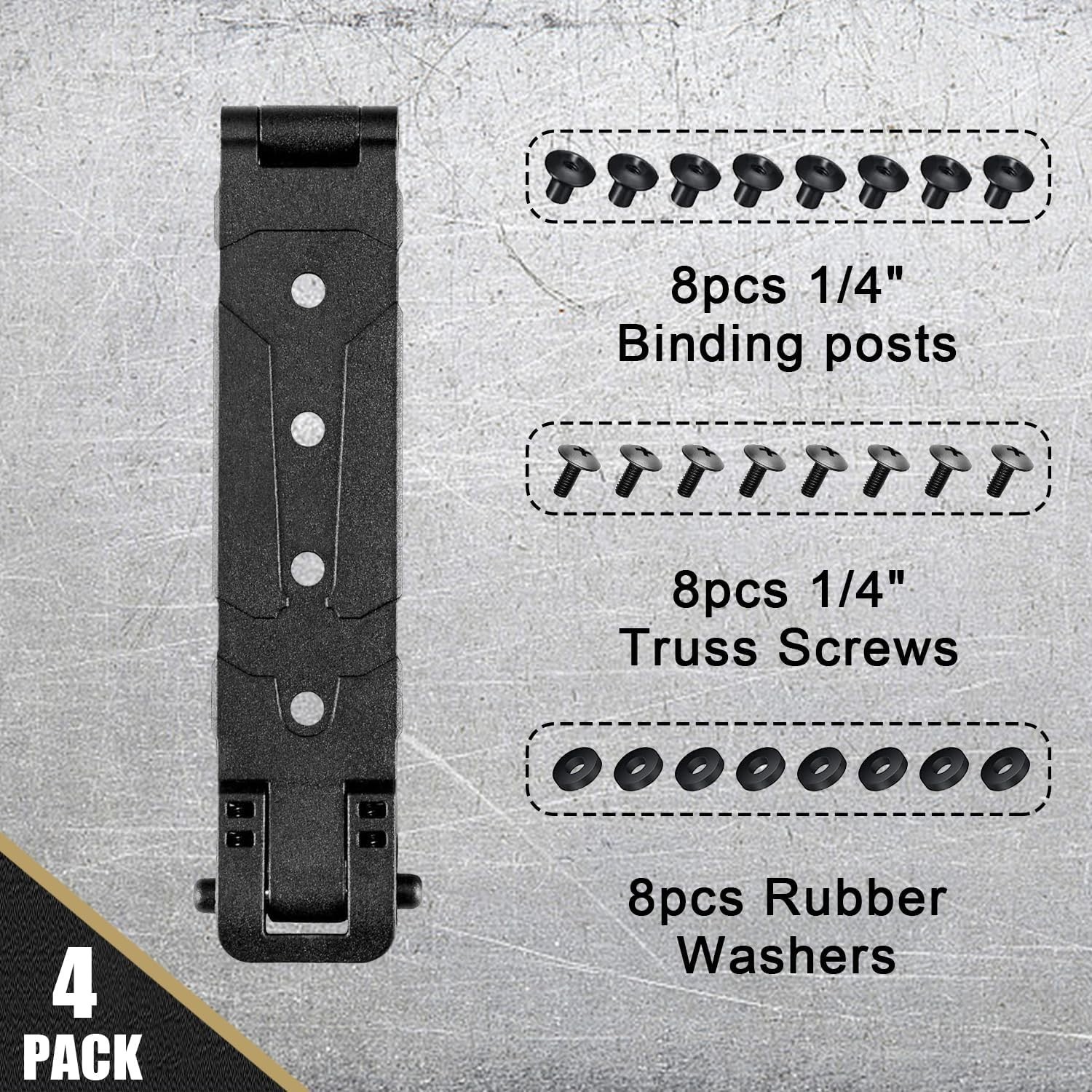 3" Molle Clips 4-Pack, Molle Attachment Clips with Mounting Hardware for Vests