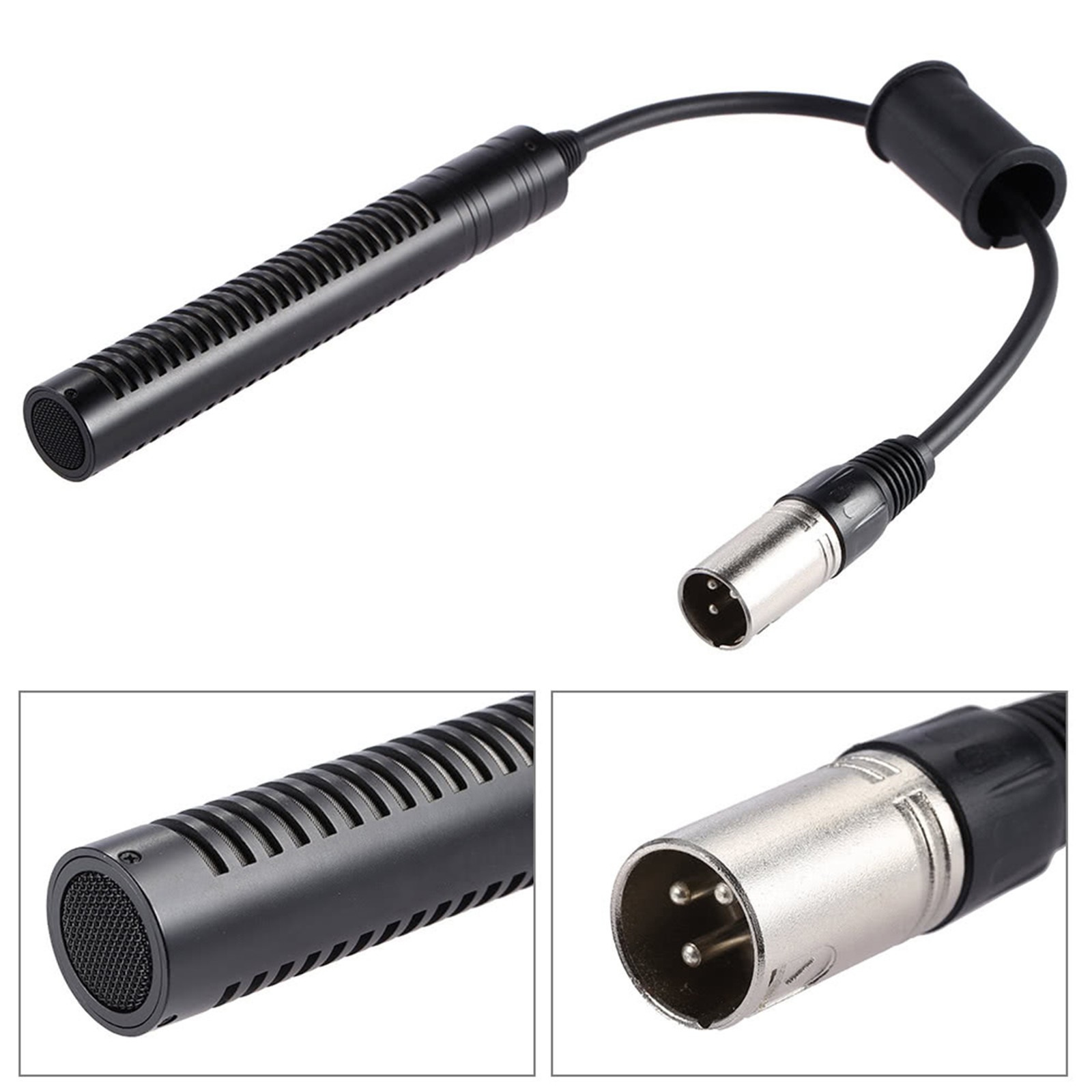Condenser Microphone Stereo Camera Mic Video Recording Black Unidirectional Anti